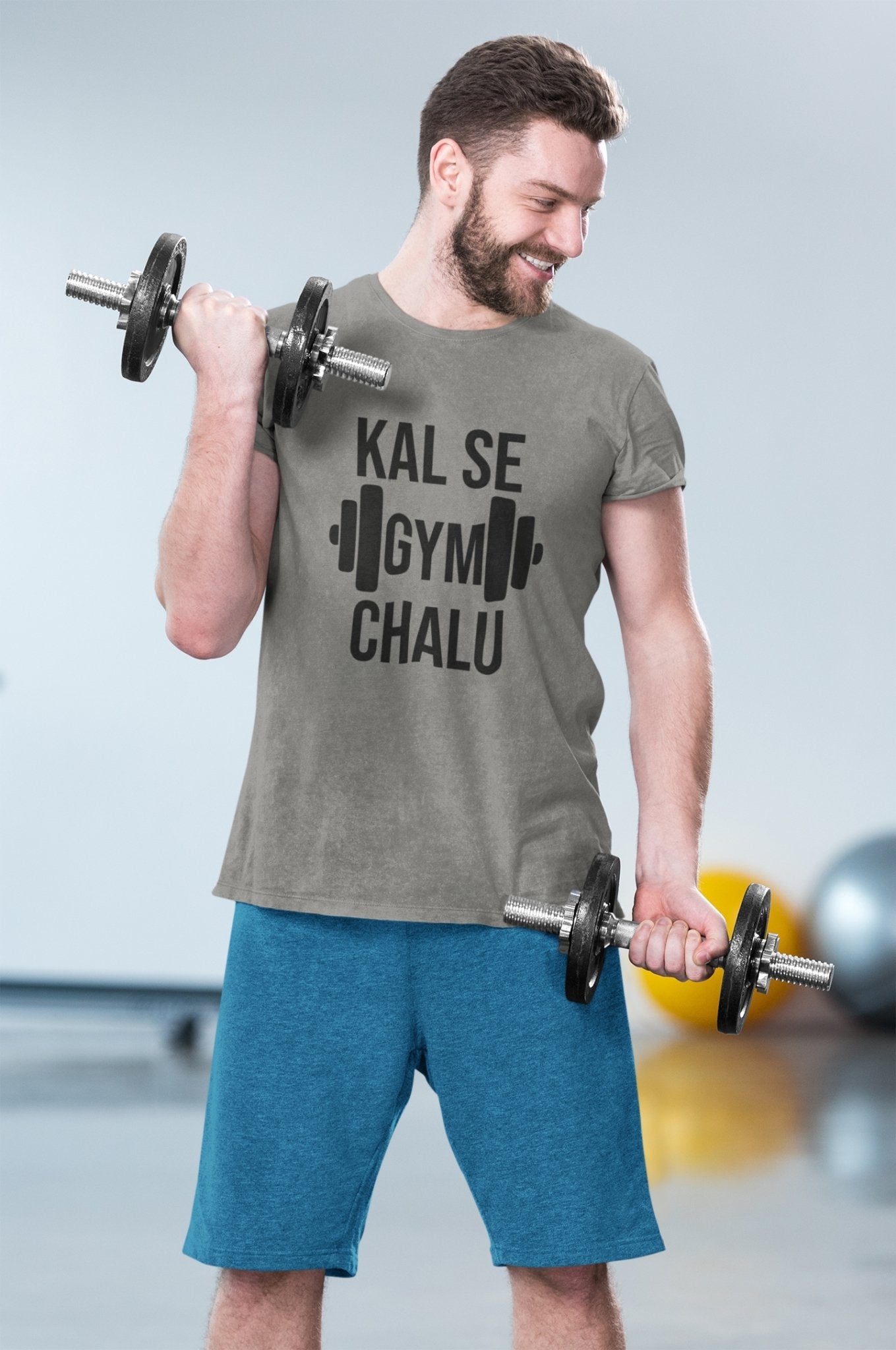 Kal Se Gym And Workout Mens Half Sleeves T-shirt- FunkyTeesClub - Funky Tees Club