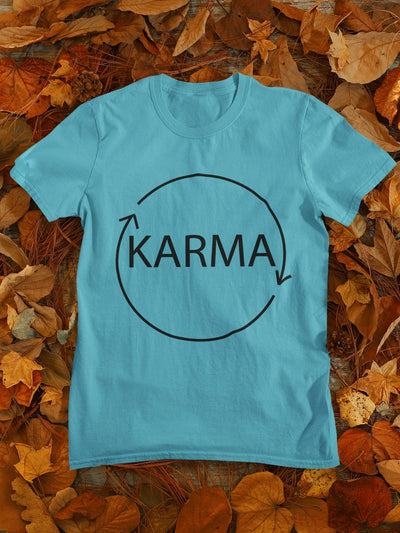 Karma Typography Women Half Sleeves T-shirt- FunkyTeesClub - Funky Tees Club