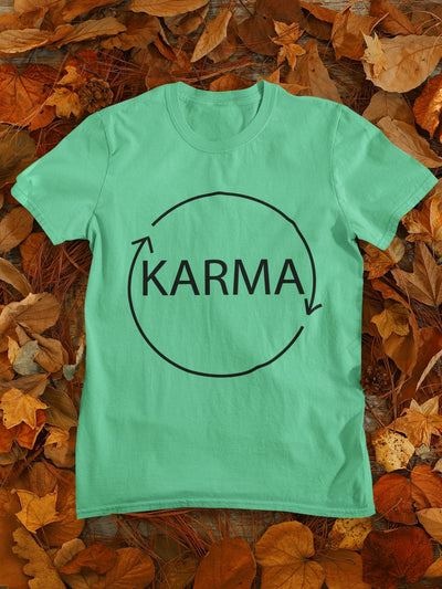 Karma Typography Women Half Sleeves T-shirt- FunkyTeesClub - Funky Tees Club