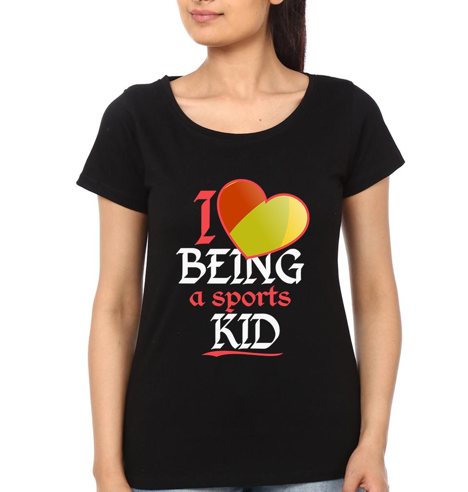 I Love Being A Sports Mom I Love Being A Sports Kid Mother and Daughter Matching T-Shirt- FunkyTeesClub