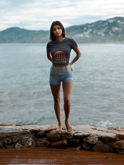 Cricket evolution  Women Crop Top- FunkyTeesClub