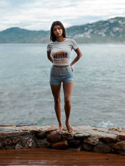 Cricket evolution  Women Crop Top- FunkyTeesClub