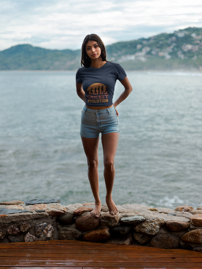 Cricket evolution  Women Crop Top- FunkyTeesClub