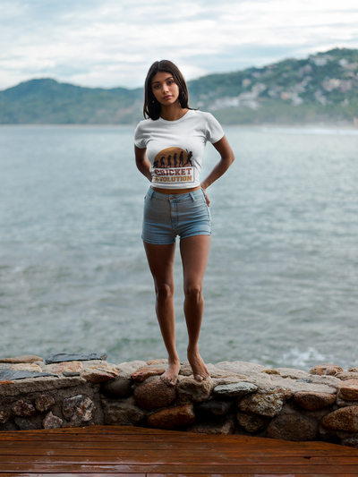 Cricket evolution  Women Crop Top- FunkyTeesClub
