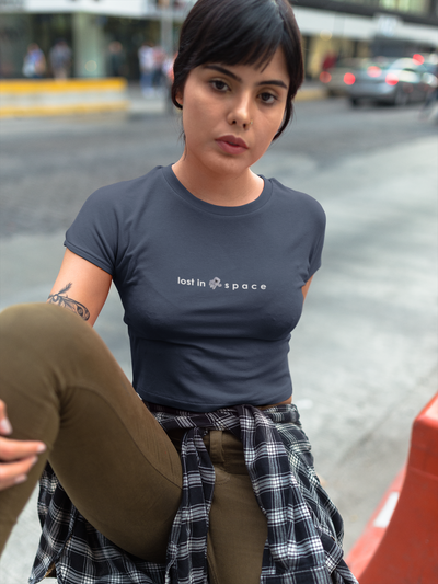 Lost In Space Minimals Women Crop Top- FunkyTeesClub