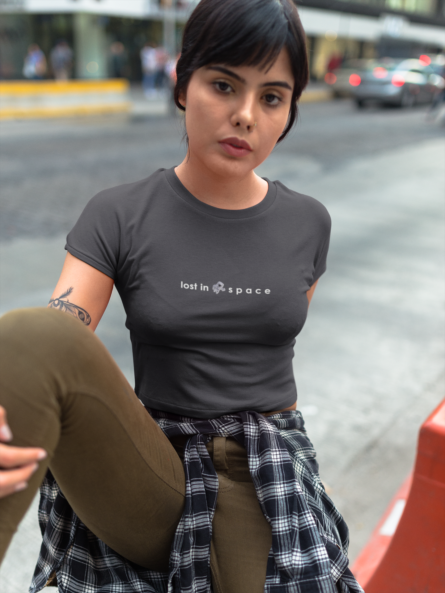 Lost In Space Minimals Women Crop Top- FunkyTeesClub