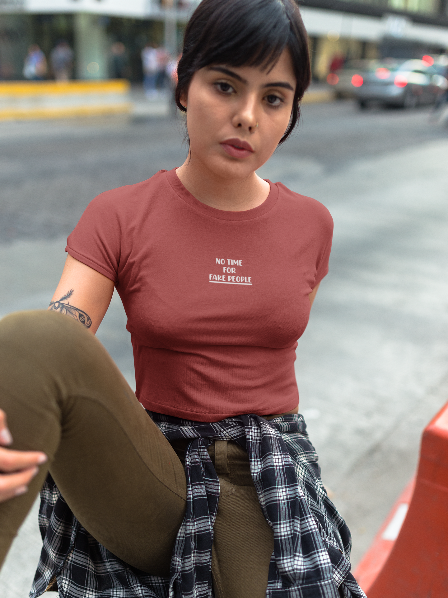 No Time For Fake People Quotes Women Crop Top- FunkyTeesClub