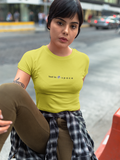 Lost In Space Minimals Women Crop Top- FunkyTeesClub