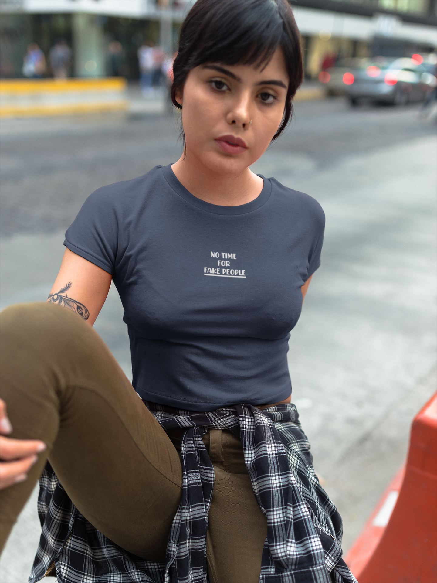 No Time For Fake People Quotes Women Crop Top- FunkyTeesClub