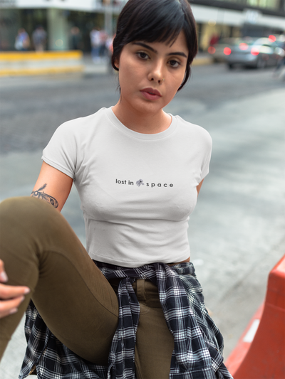 Lost In Space Minimals Women Crop Top- FunkyTeesClub