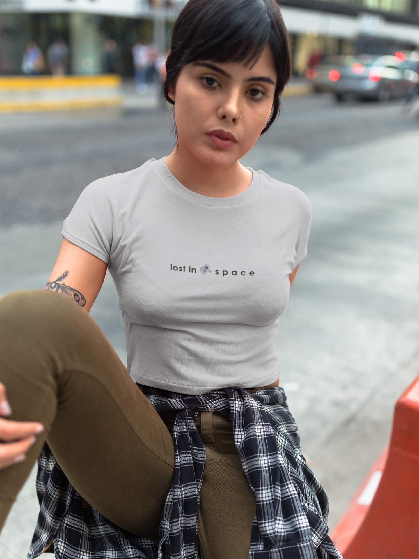 Lost In Space Minimals Women Crop Top- FunkyTeesClub