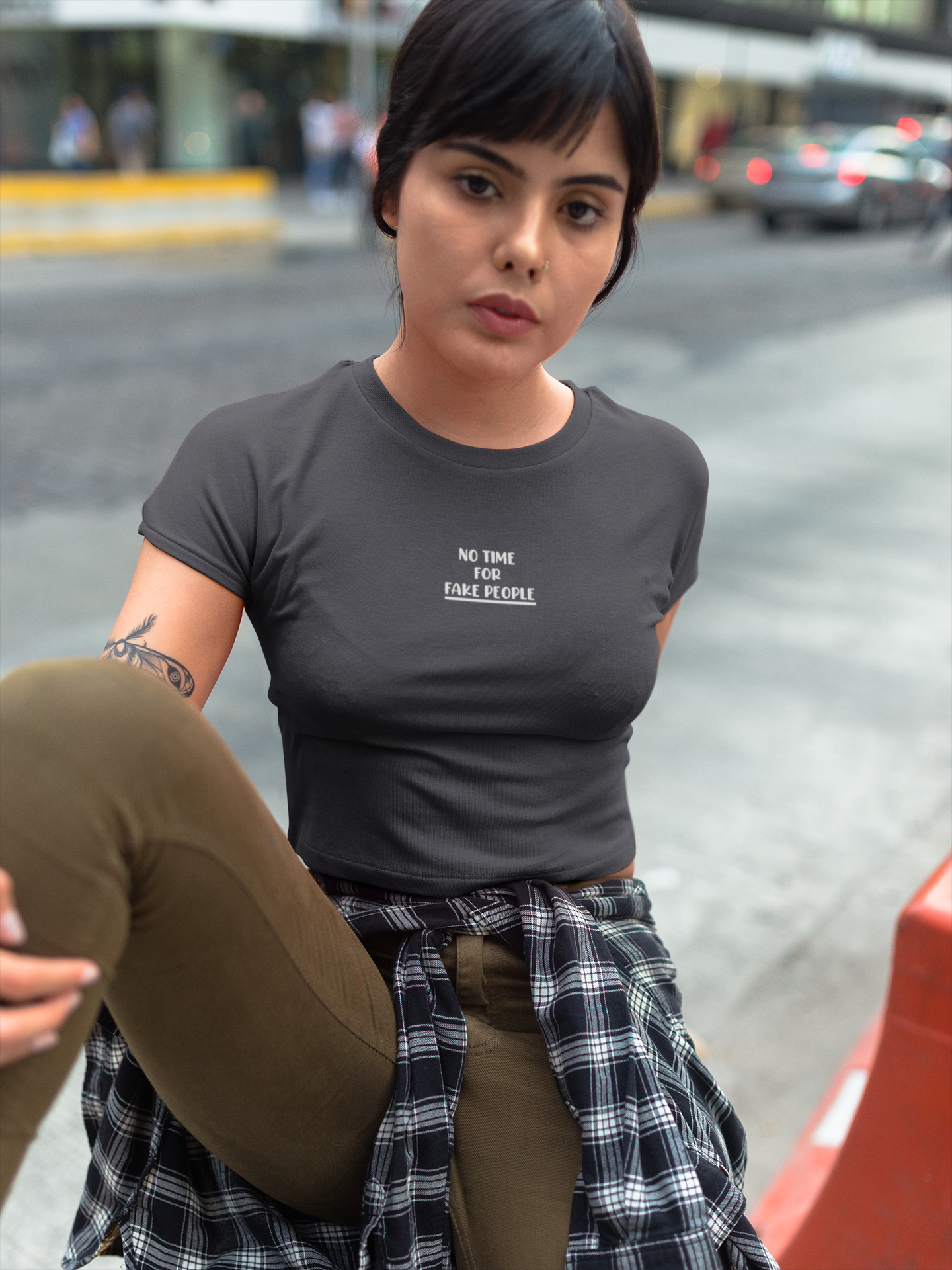 No Time For Fake People Quotes Women Crop Top- FunkyTeesClub