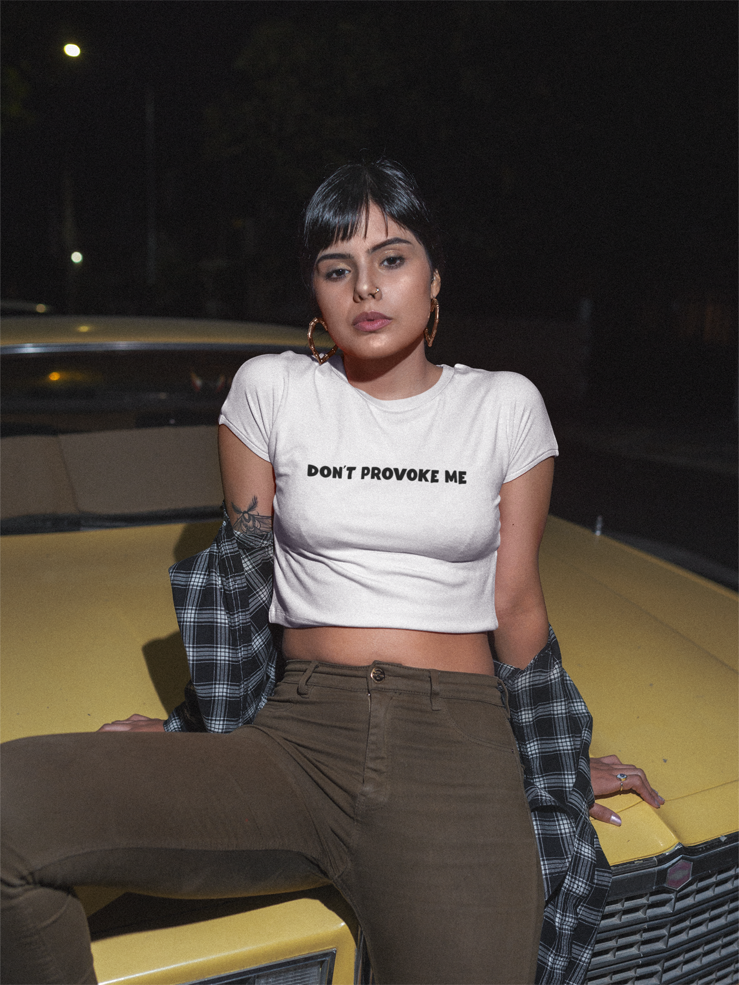 Dont Provoke Me Quotes Women Crop Top- FunkyTeesClub