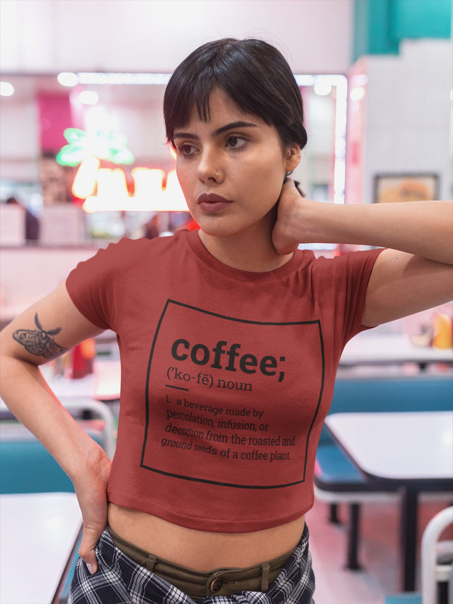Label pantry coffee definition Women Crop Top- FunkyTeesClub