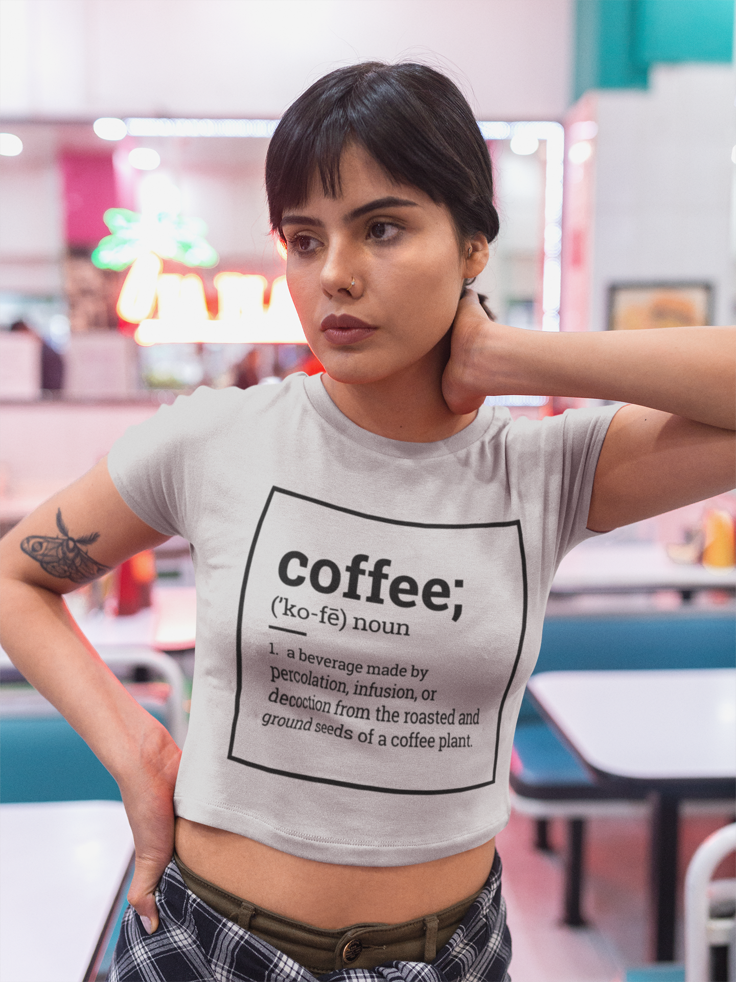 Label pantry coffee definition Women Crop Top- FunkyTeesClub