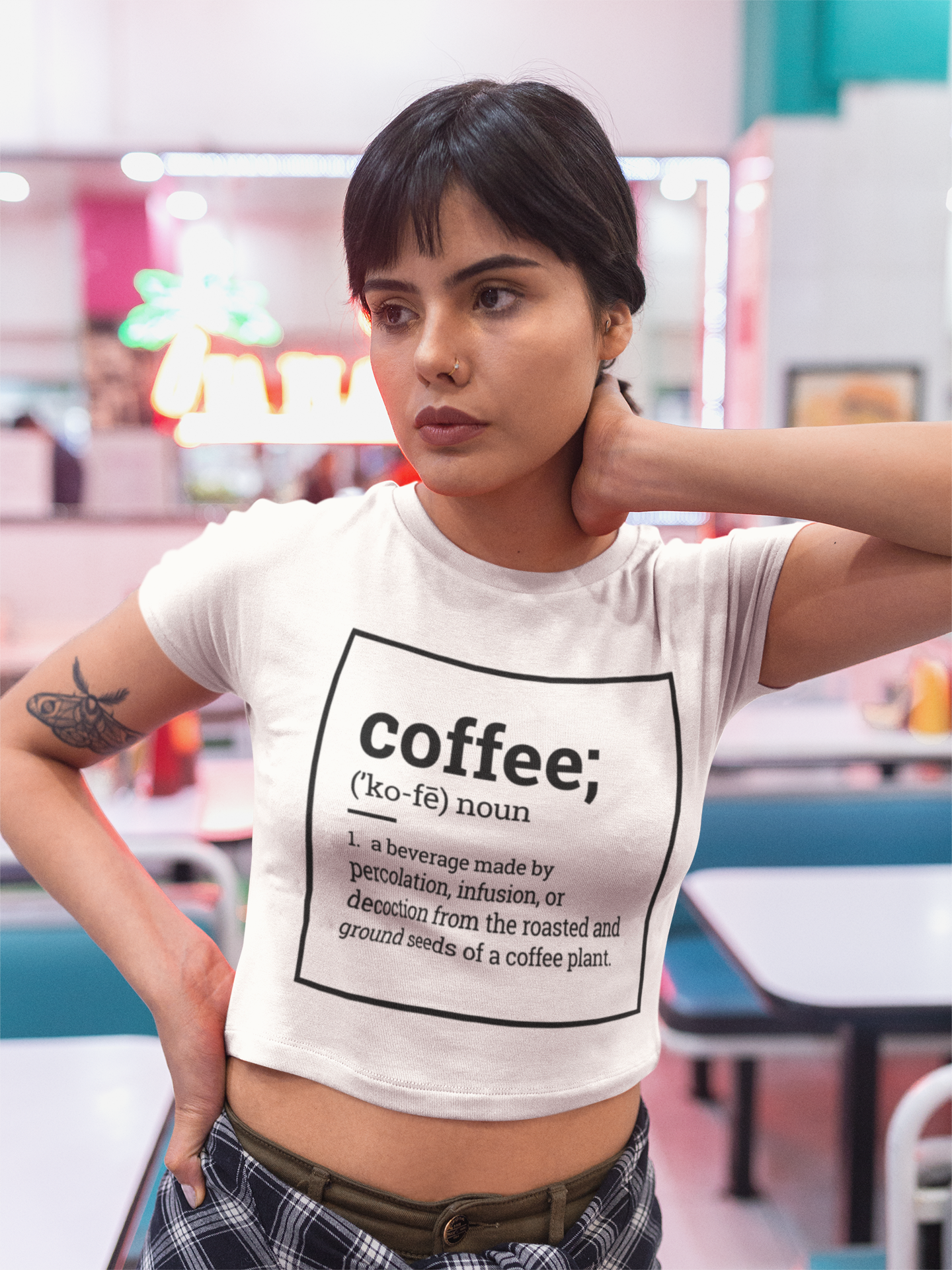 Label pantry coffee definition Women Crop Top- FunkyTeesClub