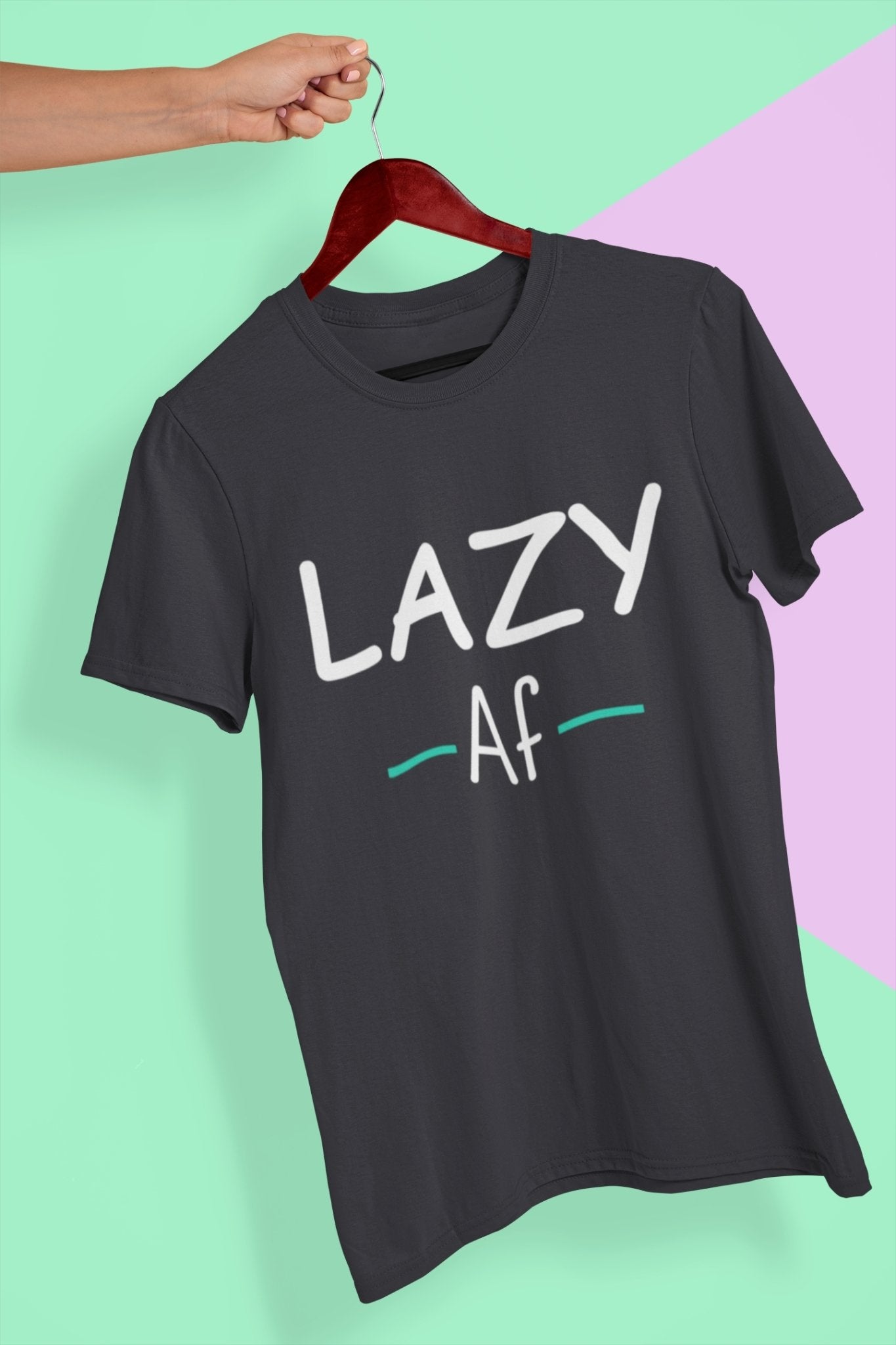 Lazy Af Typography Mens Half Sleeves T-shirt- FunkyTeesClub - Funky Tees Club