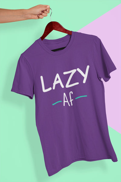 Lazy Af Typography Mens Half Sleeves T-shirt- FunkyTeesClub - Funky Tees Club
