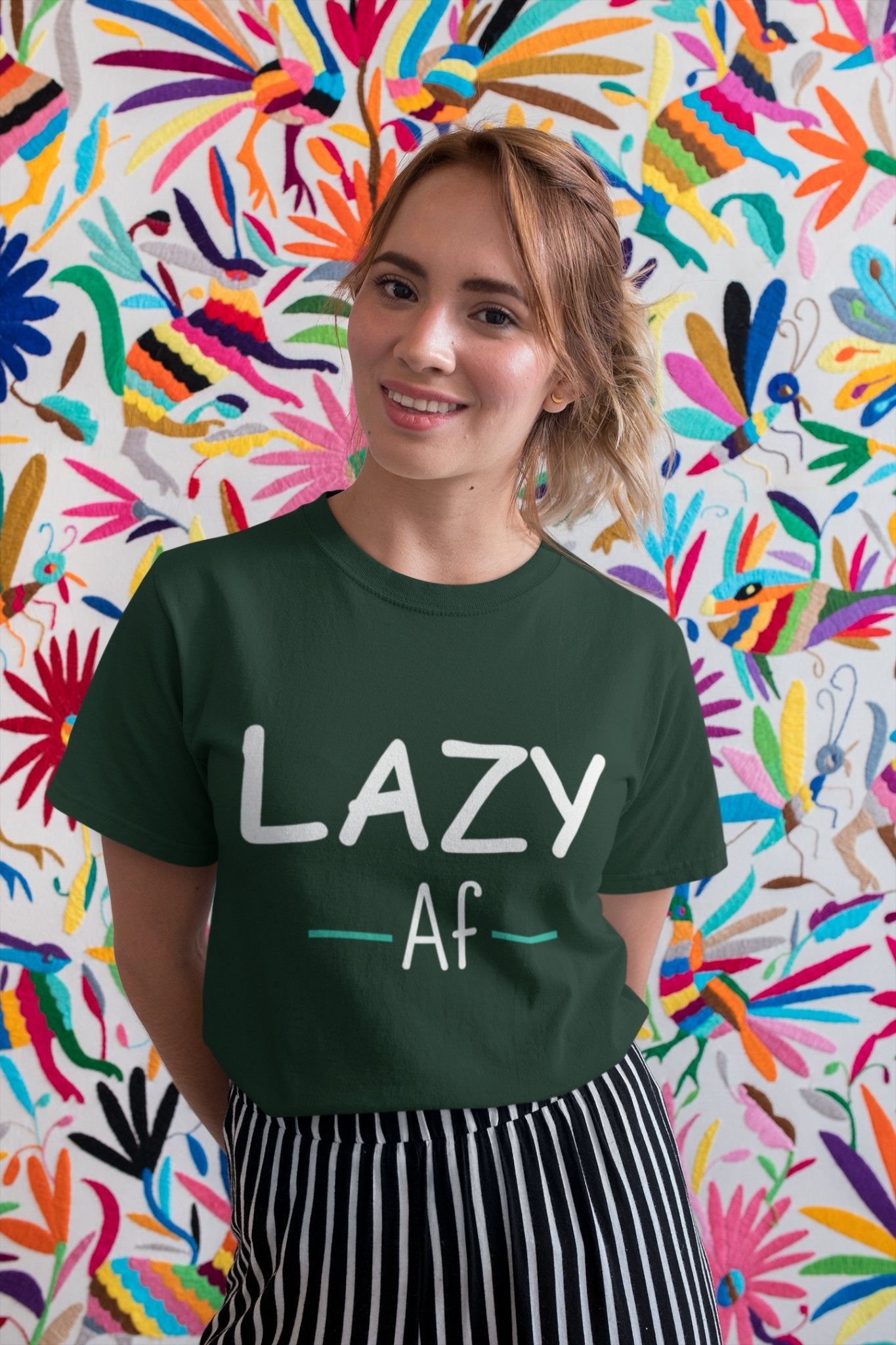 Lazy Af Typography Women Half Sleeves T-shirt- FunkyTeesClub - Funky Tees Club