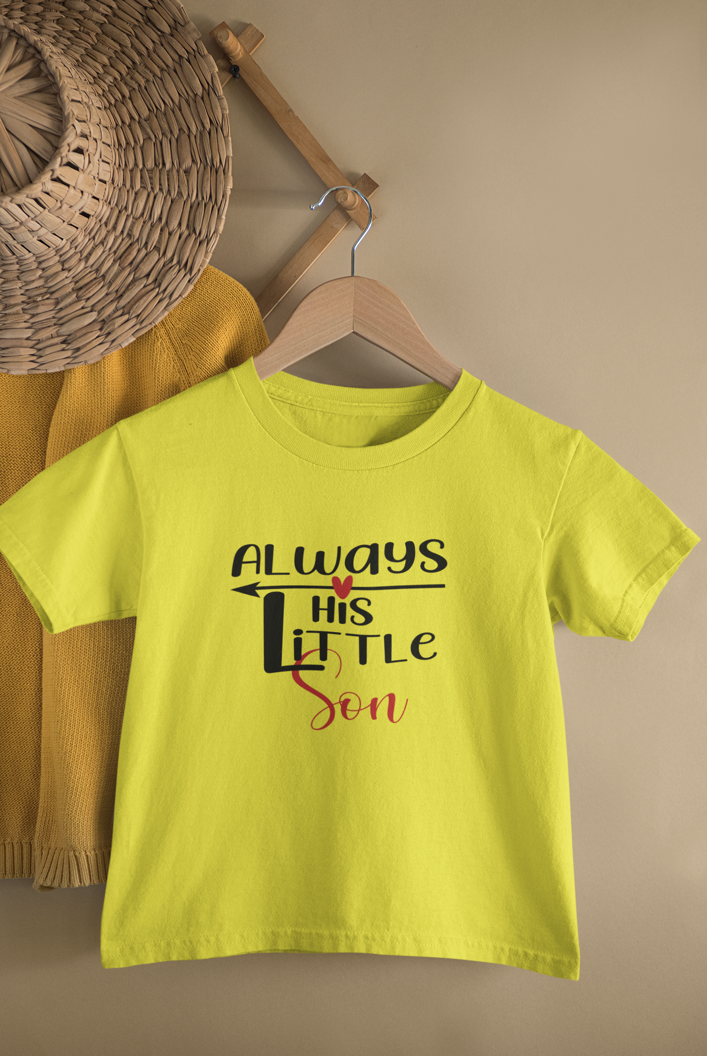 Always His Hero Father and Son Yellow Matching T-Shirt- FunkyTeesClub