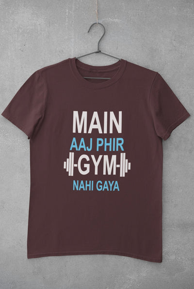 Main Aaj Phir Gym Nahi Gaya Mens Half Sleeves T-shirt- FunkyTeesClub - Funky Tees Club