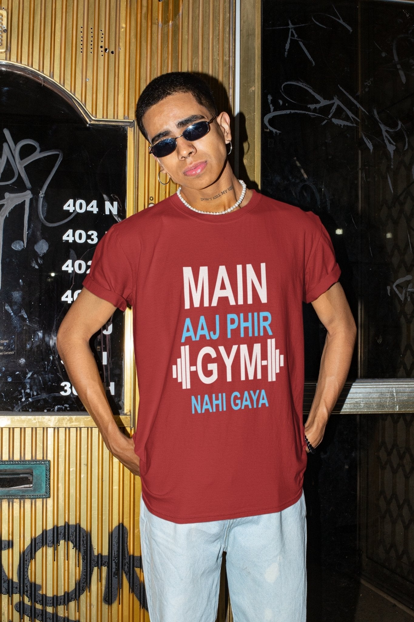 Main Aaj Phir Gym Nahi Gaya Mens Half Sleeves T-shirt- FunkyTeesClub - Funky Tees Club