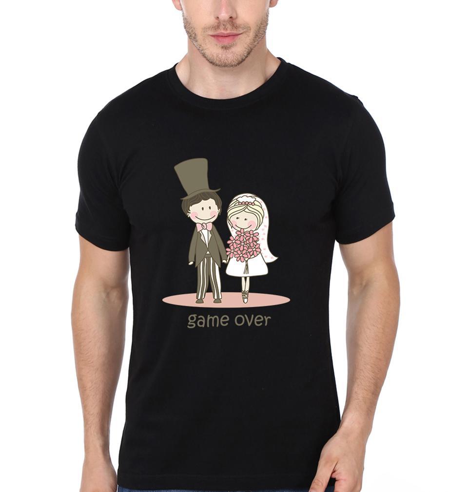 Game Over Couple Half Sleeves T-Shirts -FunkyTees