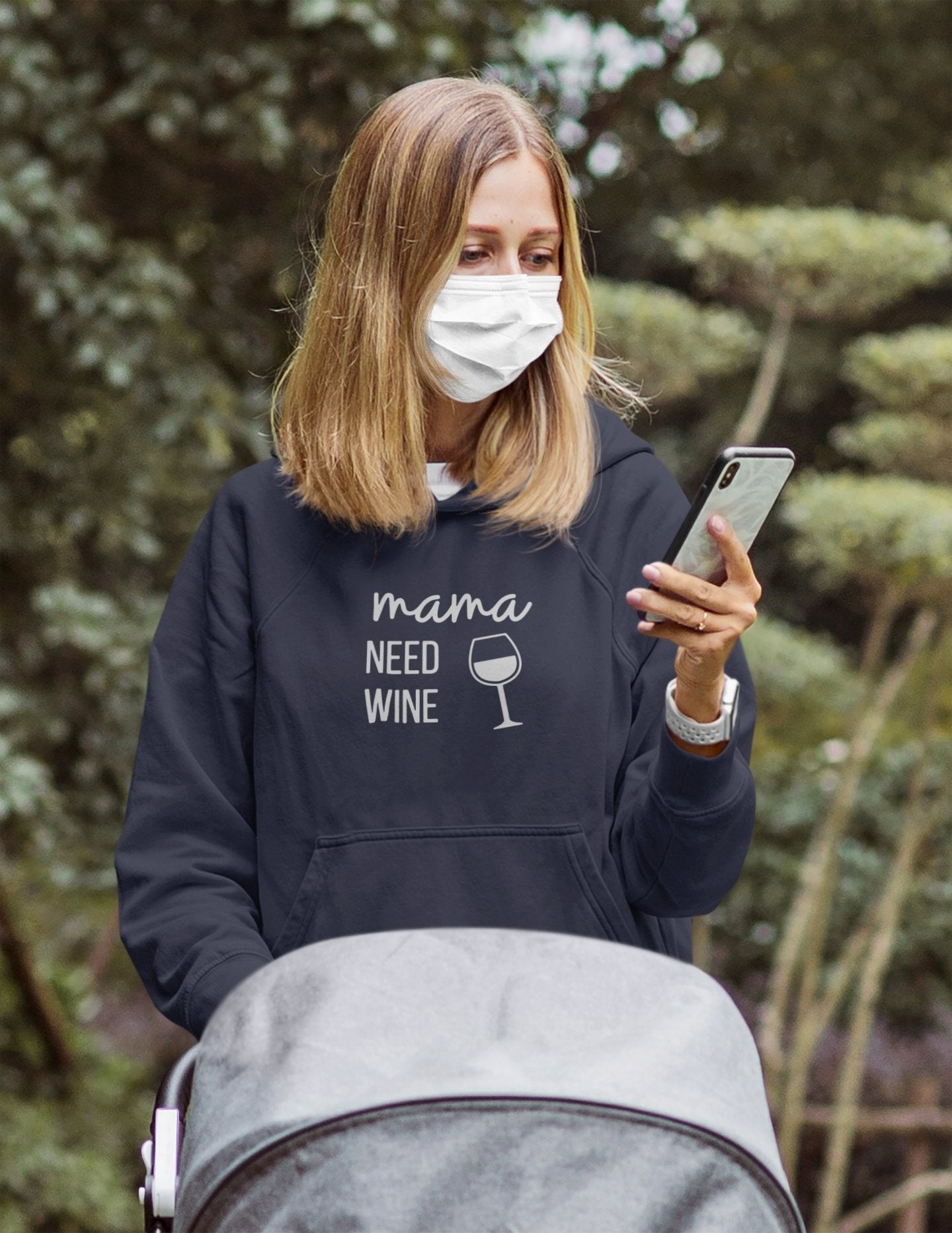 Mama Needs Wine Hoodies for Women-FunkyTeesClub - Funky Tees Club