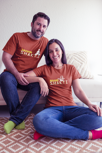 Sahan Shakti Couple Half Sleeves T-Shirts -FunkyTeesClub
