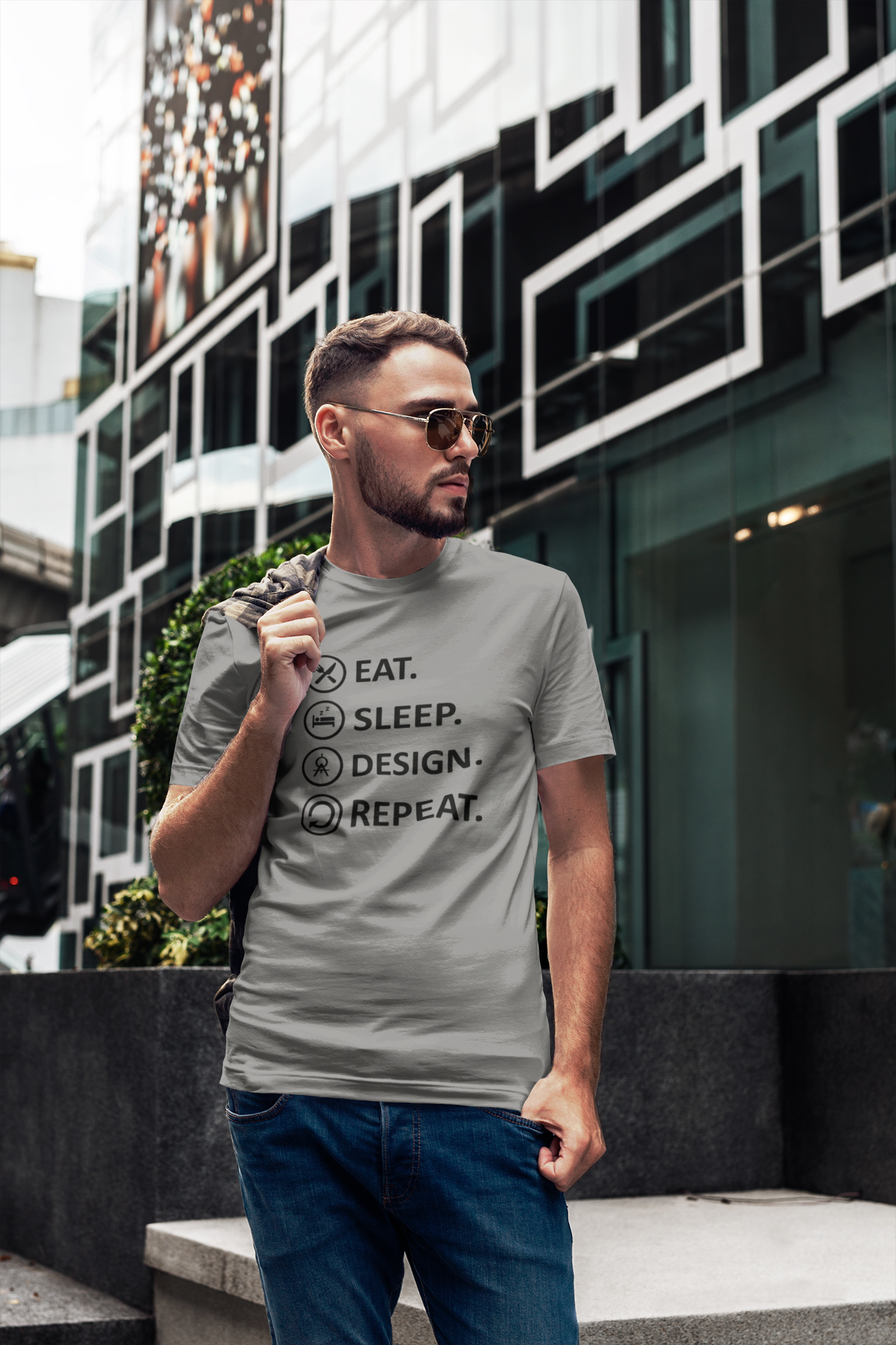Eat Sleep Design Funny Architect Profession Mens Half Sleeves T-shirt- FunkyTeesClub