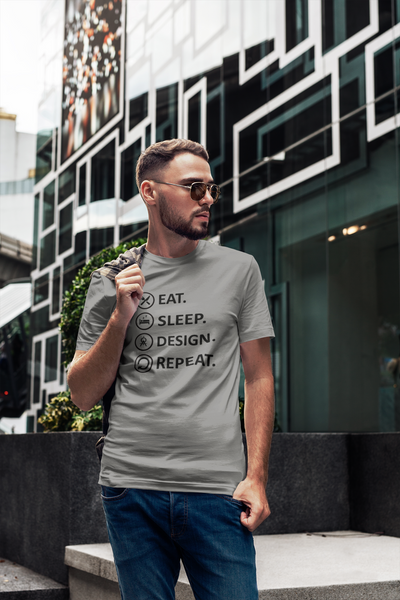 Eat Sleep Design Funny Architect Profession Mens Half Sleeves T-shirt- FunkyTeesClub