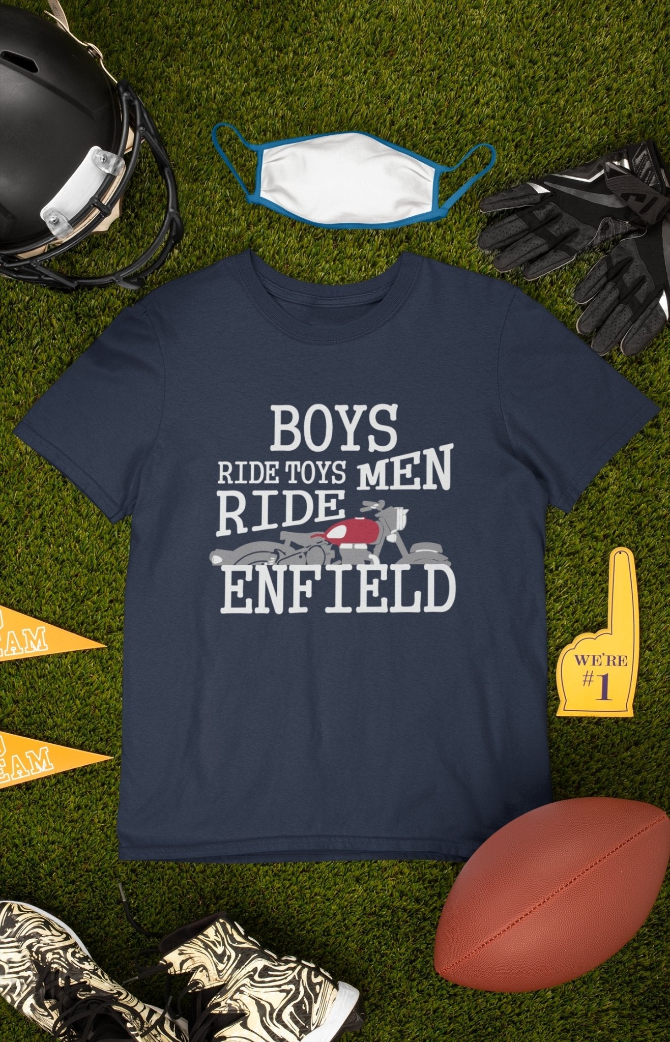 Men Ride Enfield Biker Mens Half Sleeves T-shirt- FunkyTeesClub - Funky Tees Club