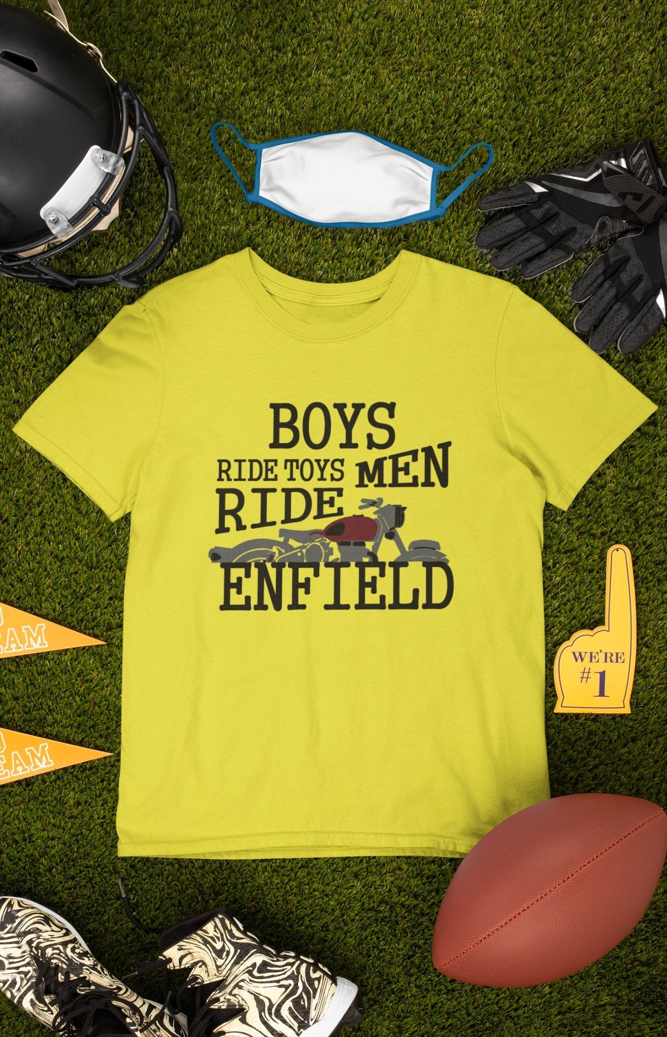 Men Ride Enfield Biker Mens Half Sleeves T-shirt- FunkyTeesClub - Funky Tees Club