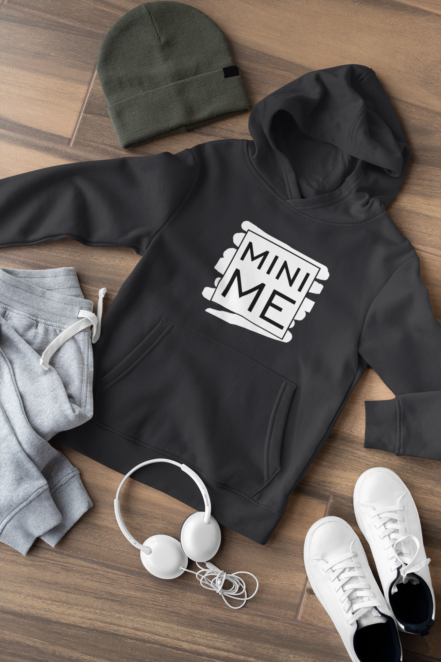 Me Father and Daughter Black Matching Hoodies- FunkyTeesClub