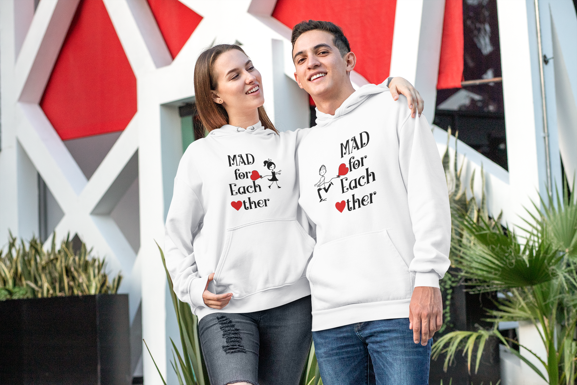 Mad For Each Other Couple Hoodie-FunkyTeesClub