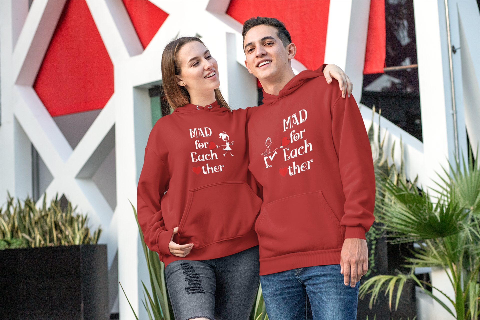 Mad For Each Other Couple Hoodie-FunkyTeesClub