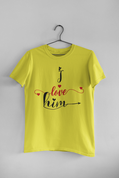 I Love Her Him Couple Half Sleeves T-Shirts -FunkyTeesClub