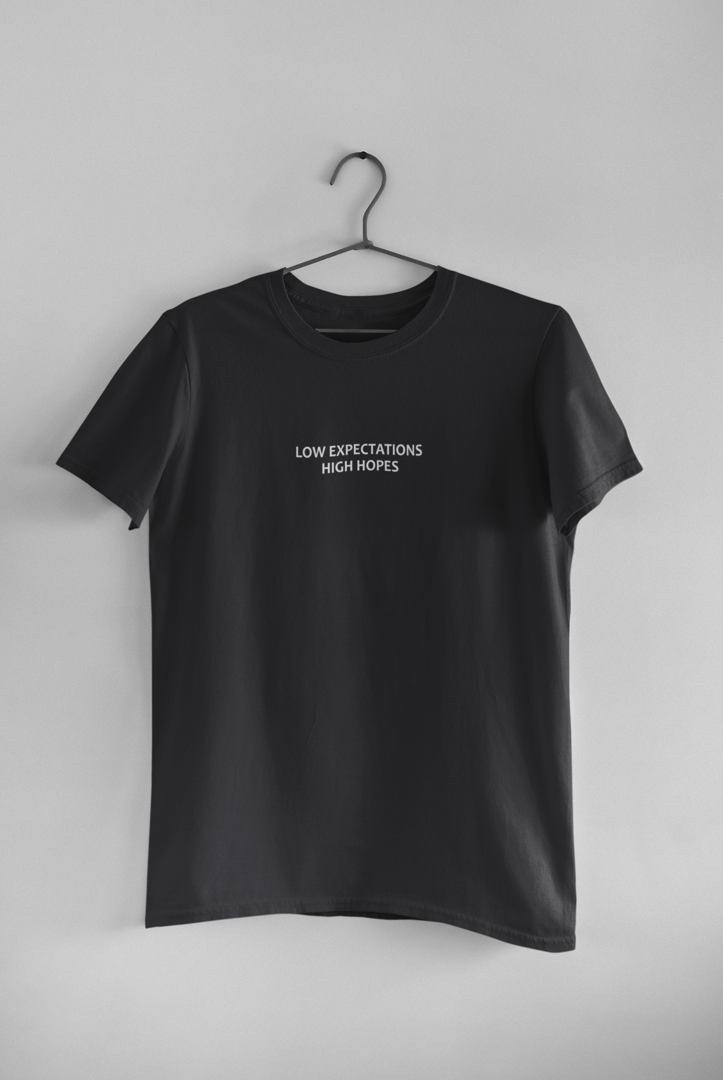 Low Expectations High Hopes Quotes Mens Half Sleeves T-shirt- FunkyTeesClub