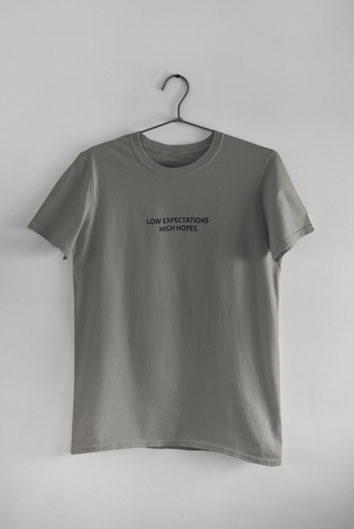 Low Expectations High Hopes Quotes Mens Half Sleeves T-shirt- FunkyTeesClub