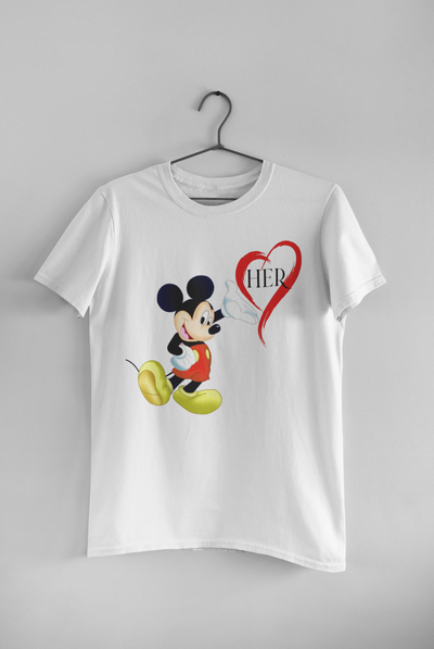 Love Her Love Him Couple Half Sleeves T-Shirts -FunkyTeesClub