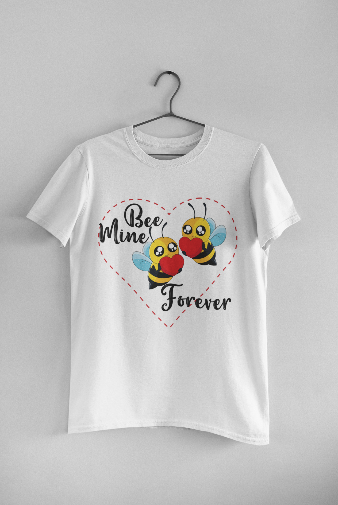 Bee Mine Couple Half Sleeves T-Shirts -FunkyTeesClub