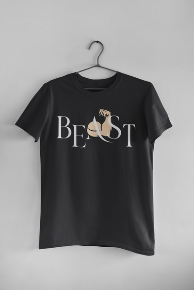 Beauty Beast Couple Half Sleeves T-Shirts -FunkyTeesClub