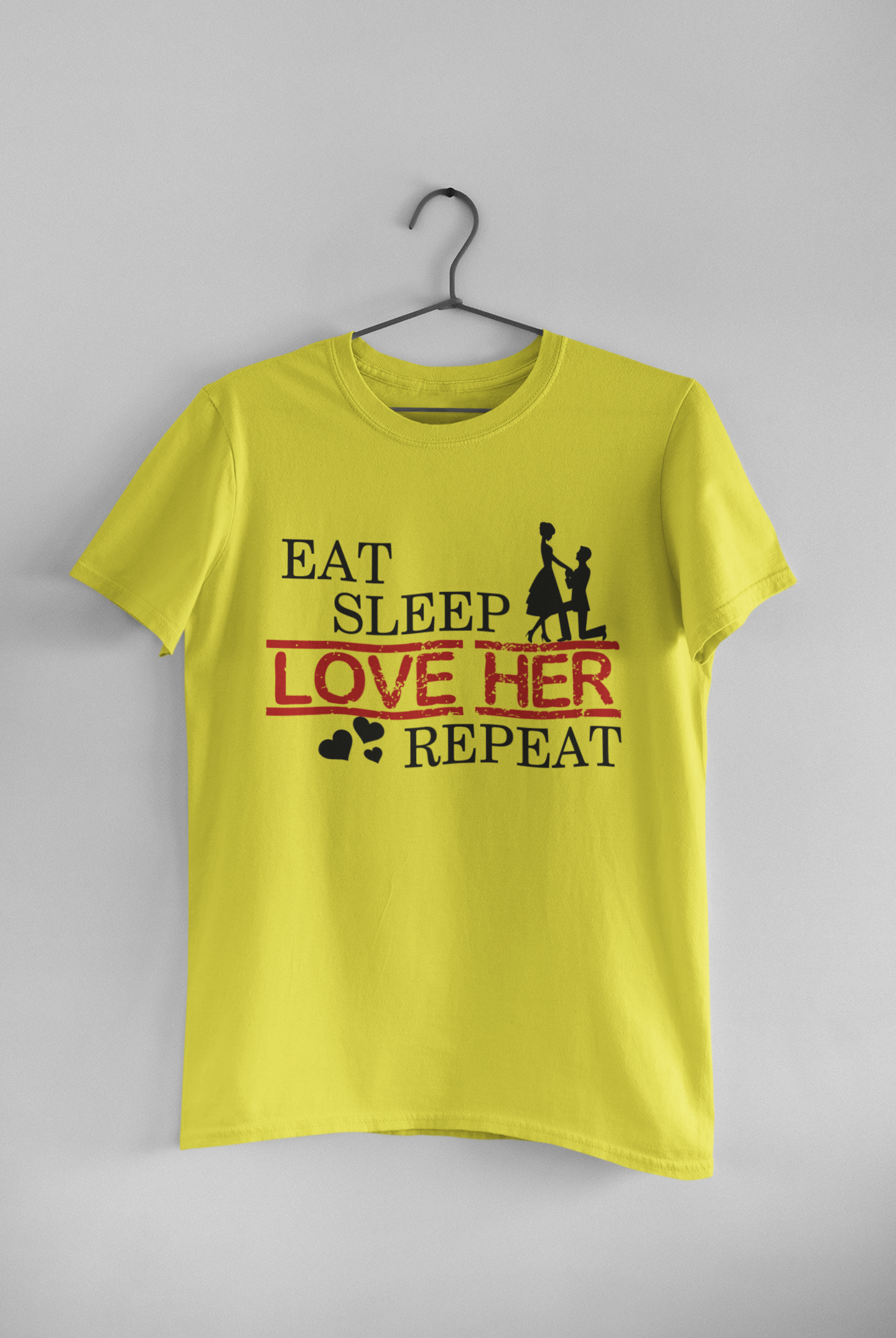 Eat Sleep Love Her Him Couple Half Sleeves T-Shirts -FunkyTeesClub