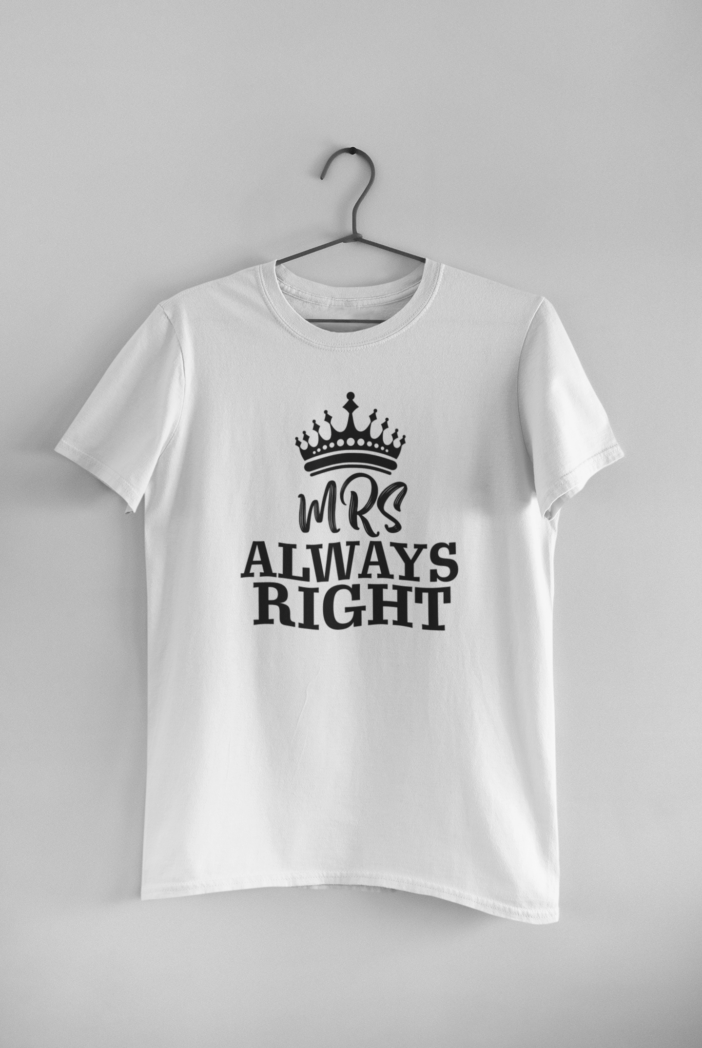 Mrs Mr Always Right Couple Half Sleeves T-Shirts -FunkyTeesClub