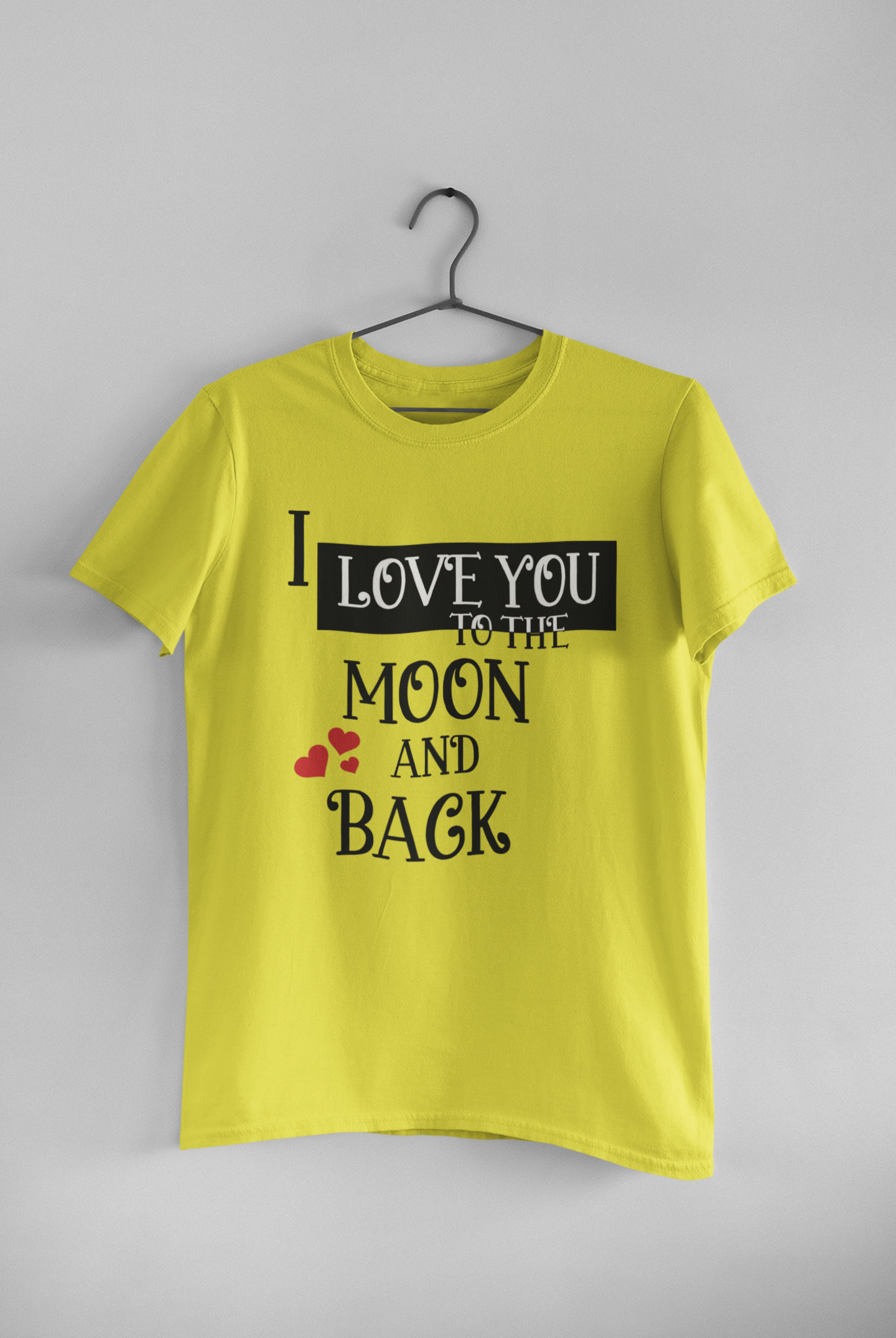 I Love U To The Moon And Back Couple Half Sleeves T-Shirts -FunkyTeesClub