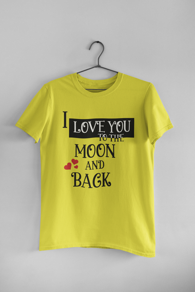 I Love U To The Moon And Back Couple Half Sleeves T-Shirts -FunkyTeesClub