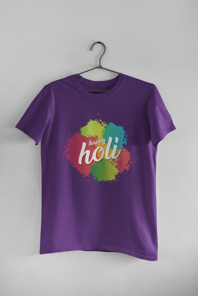 Happy Holi Women Half Sleeves T-shirt- FunkyTeesClub