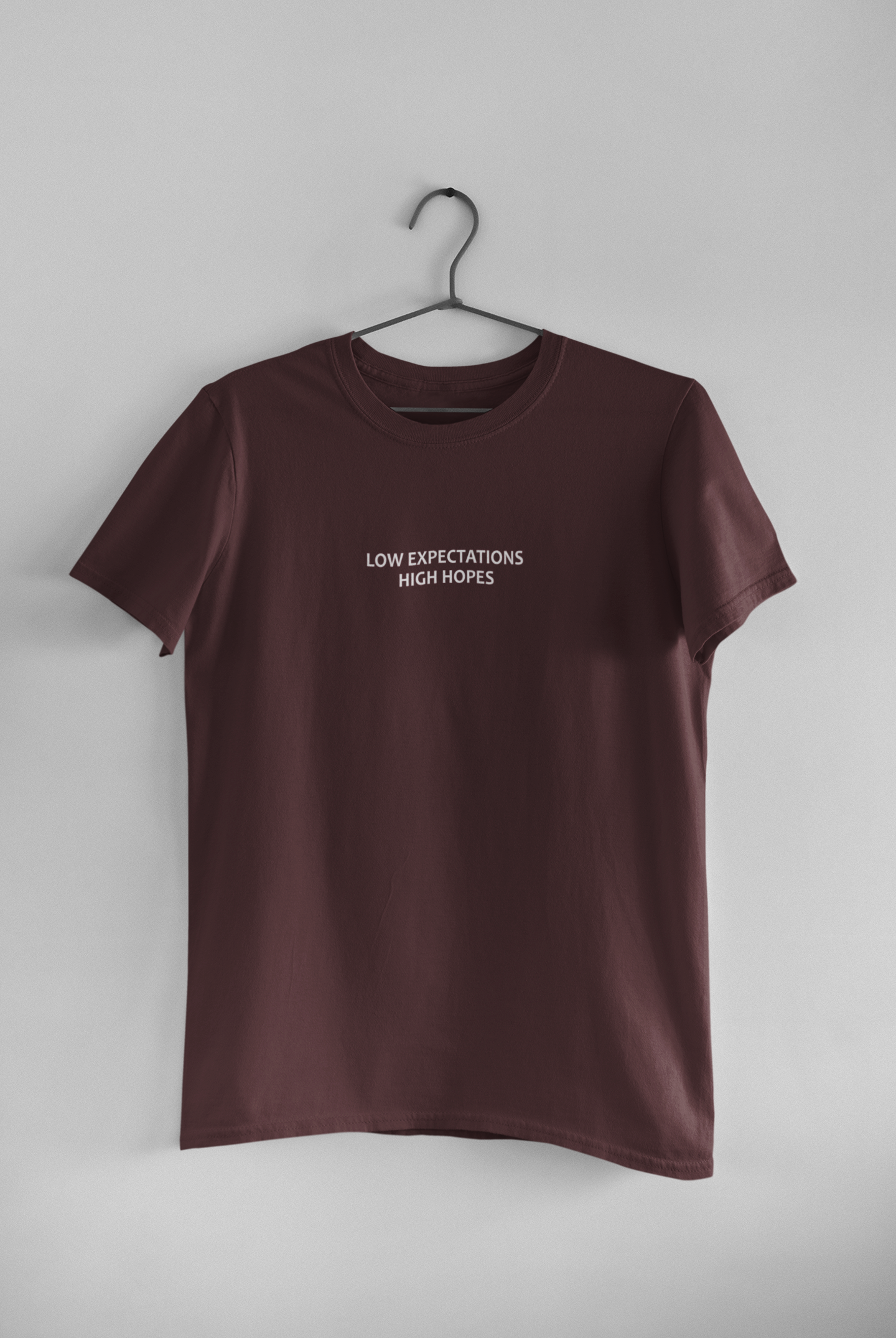 Low Expectations High Hopes Quotes Mens Half Sleeves T-shirt- FunkyTeesClub