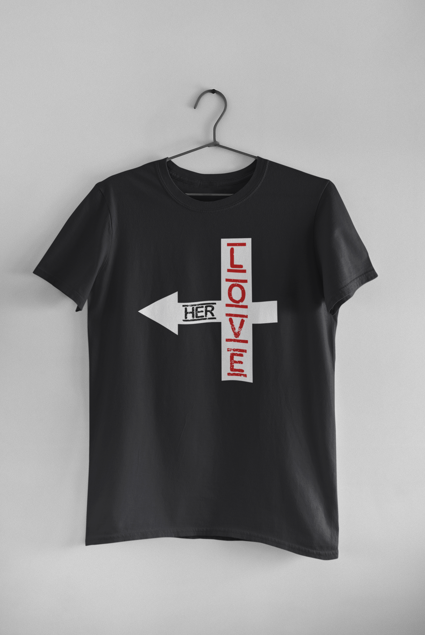 Love Her Love Him Couple Half Sleeves T-Shirts -FunkyTeesClub