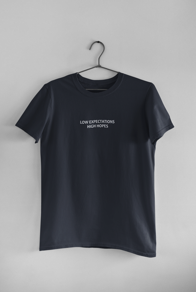 Low Expectations High Hopes Quotes Mens Half Sleeves T-shirt- FunkyTeesClub